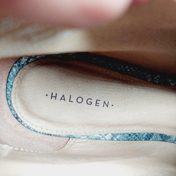 Halogen Rowen Snakeskin Print Peep Toe V Cut Slip On Ankle Bootie D233 - Picture 11 of 13